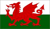 Velšská vlajka - rudý drak na zelenobílém pozadí