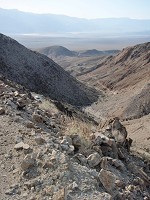 A view from Lippincott mine into the canyon of the same name, descending into Saline Valley