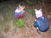 Kids with a toadstool Kids with a toadstool