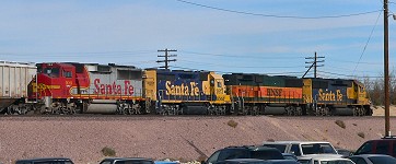 Colorful engines on a main line in Barstow