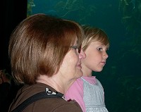 Lisa with granny at Monterey Aquarium
