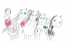 Family on horseback (drawing by Lisa)