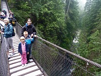 Crowds on a suspension bridge in Lynn Canyon. Crowds on a suspension bridge in Lynn Canyon.