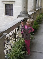 Lisa taking picture of the castle