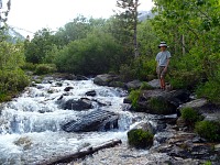 The trail turned into a creek. The trail turned into a creek.