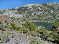 Hiking off trail to Poore Lake. Hiking off trail to Poore Lake.