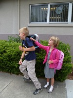 A complete failure of an attempt to snap a formal picture of the first day of school. A complete failure of an attempt to snap a formal picture of the first day of school.