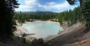 Boiling Springs Lake and Lassen Peak. Boiling Springs Lake and Lassen Peak.