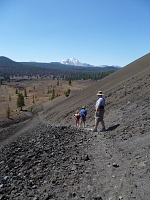 We're descending the steeper side of Cinder Cone. We're descending the steeper side of Cinder Cone.