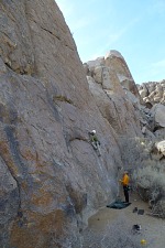 Rob (climbing), Steve (belaying).