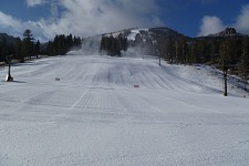 Snow cannon at full blast.