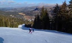 Kids enjoy skiing on artificial snow so far.