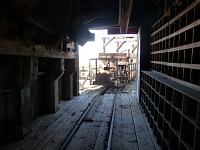 Here in the bowels of the "gallas", carts used to roll under the ore chutes. Here in the bowels of the "gallas", carts used to roll under the ore chutes.