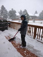 The kids can make themselves useful while playing with snow. The kids can make themselves useful while playing with snow.