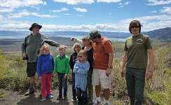 A majority of our expedition over Mono Basin, left to right Hippo, Klára, Lisa, Max, Klára, Ajka, Jaro and Honza (Tim, Tom and Carol out of the frame). A majority of our expedition over Mono Basin, left to right Hippo, Klára, Lisa, Max, Klára, Ajka, Jaro and Honza (Tim, Tom and Carol out of the frame).