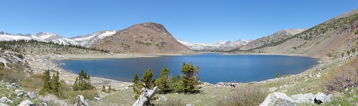 It takes several hours just walking around Saddlebag Lake in Yosemite. It takes several hours just walking around Saddlebag Lake in Yosemite.