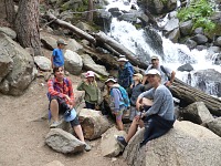 Whole expedition (minus the photographer) on a hike to the 
			waterfalls above Twin Lakes.