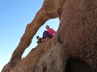 Kids in the arch at Alabama Hills.