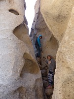You have to climb on rings in the narrowest spot.