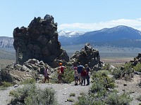 Descending around obsidian outcrop.