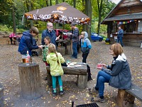 At the kiosk with a campfire. At the kiosk with a campfire.