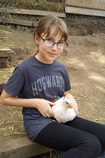 Lisa and Vanilla the chicken.