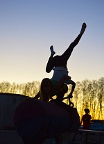 Girls were rehearsing into late evening after the competitions.