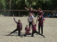 The whole team had fun with practicing acrobatic elements on the ground.