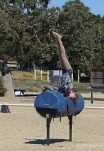 On a barrel, Lisa can dare more adventurous moves. On a barrel, Lisa can dare more adventurous moves.