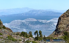 Lake, ravine, volcanoes.