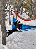 Easy going on snow-shoe trails. Easy going on snow-shoe trails.