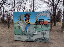 Sid riding a local mythical animal — jackalope. Sid riding a local mythical animal — jackalope.
