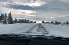 Half of a county road. Half of a county road.