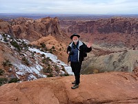 Sid on the edge of Upheaval Dome. Sid on the edge of Upheaval Dome.