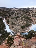 A bend on Crow Creek entering Granite Springs Reservoir.