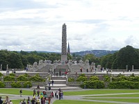 Vigeland Park: The Monolith and tourists.