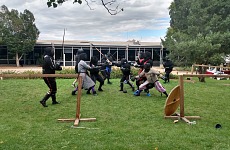 Swordfighting melee. Swordfighting melee.