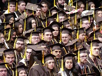 Tom in a sea of heads.