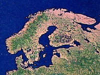 Družicová fotka Skandinávie